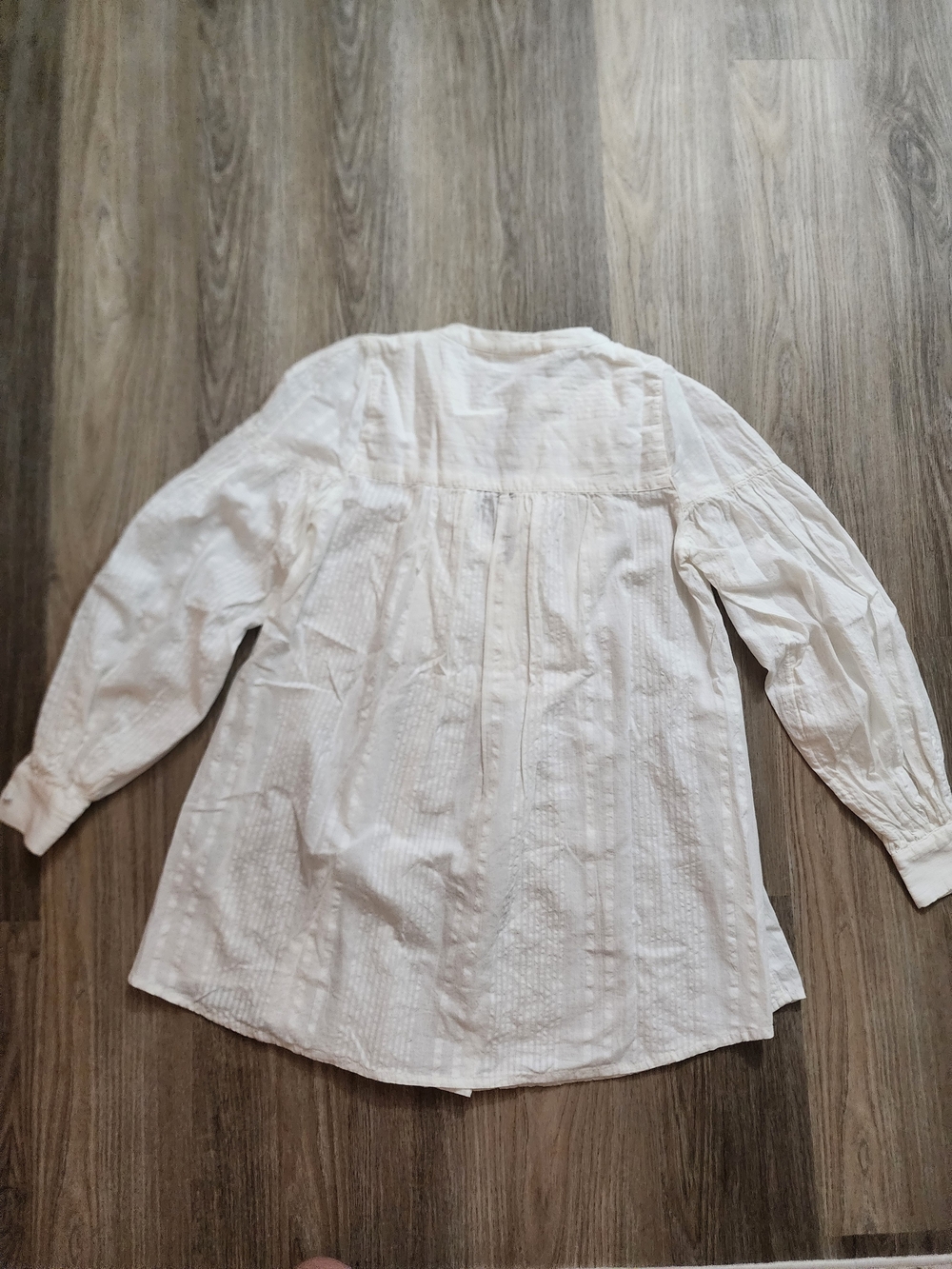Maeve White Pintuck Cotton Long-Sleeve Blouse